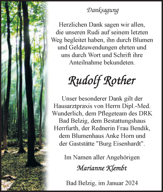 Traueranzeige von Rudolf Rother von Märkische Oderzeitung