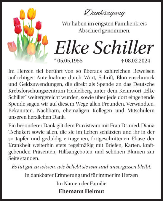 Traueranzeige von Elke Schiller von Märkische Oderzeitung