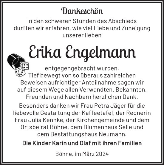 Traueranzeige von Erika Engelmann von Märkische Oderzeitung