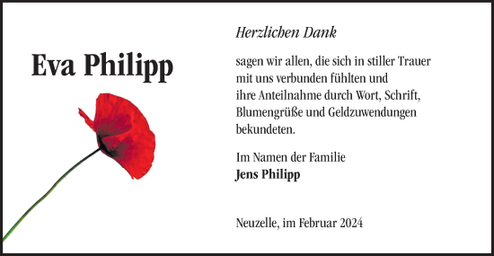 Traueranzeige von Eva Philipp von Märkische Oderzeitung