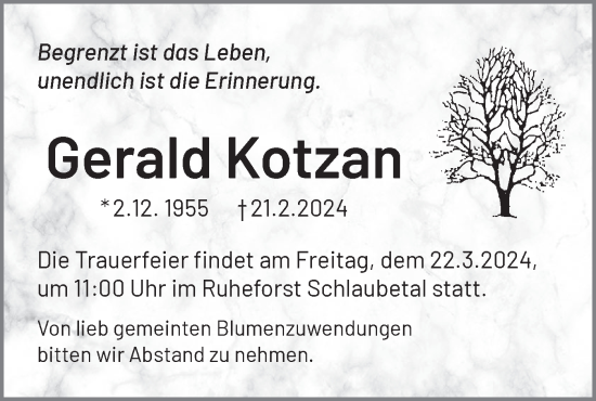 Traueranzeige von Gerald Kotzan von Märkische Oderzeitung