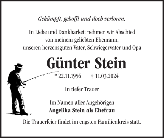 Traueranzeige von Günter Stein von Märkische Oderzeitung