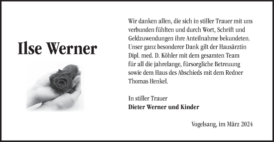 Traueranzeige von Ilse Werner von Märkische Oderzeitung