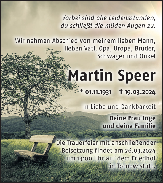 Anzeige Martin Speer