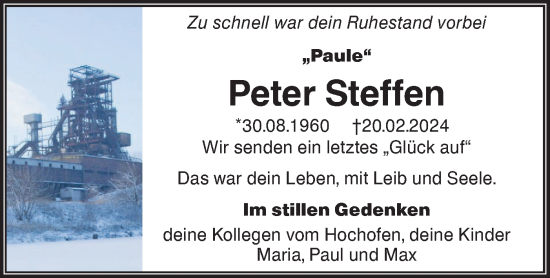 Traueranzeige von Peter Steffen von Märkische Oderzeitung