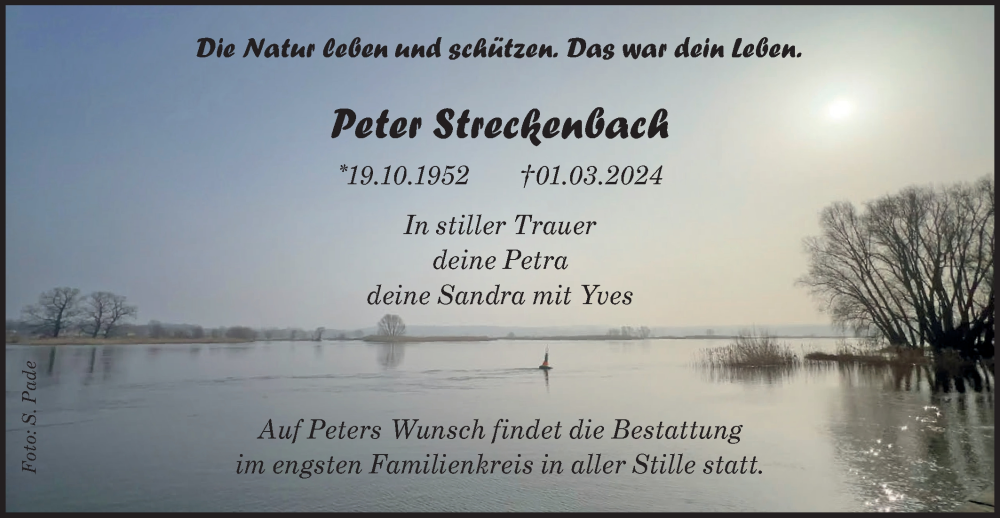  Traueranzeige für Peter Streckenbach vom 09.03.2024 aus Märkische Oderzeitung