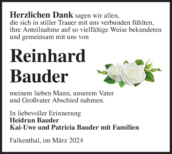 Traueranzeige von Rainhard Bauder von Märkische Oderzeitung