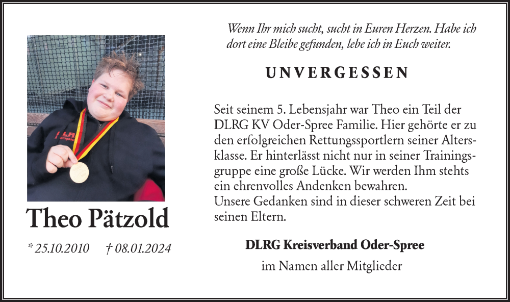  Traueranzeige für Theo Pätzold vom 02.03.2024 aus Märkische Oderzeitung