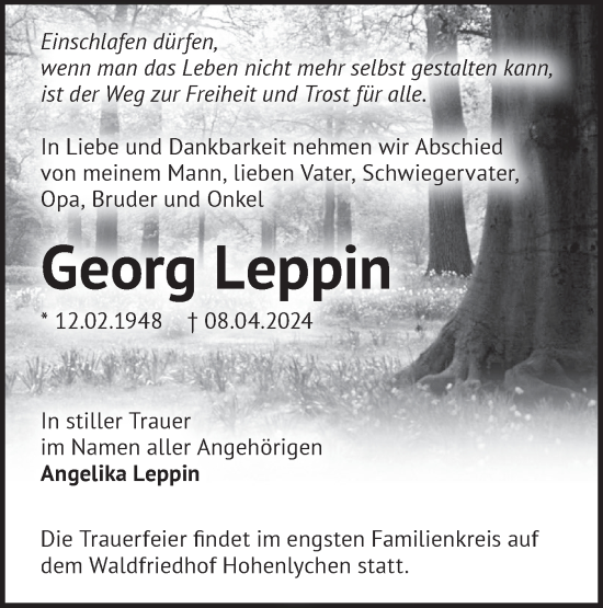 Anzeige Georg Leppin
