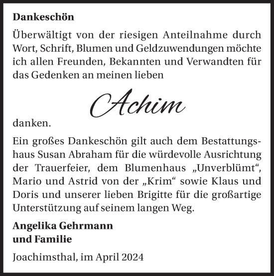 Traueranzeige von Hans-Joachim Gehrmann von Märkische Oderzeitung