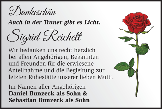 Traueranzeige von Sigrid Reichelt von Märkische Oderzeitung