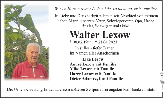 Anzeige Walter Lexow