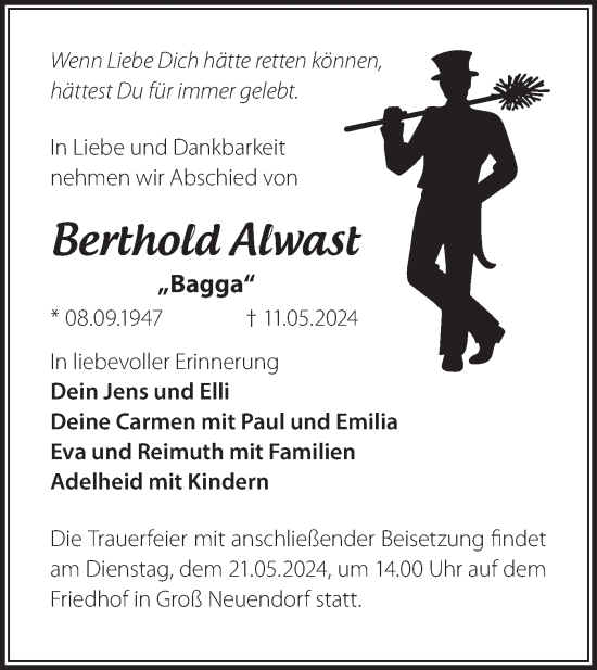 Anzeige Berthold Alwast