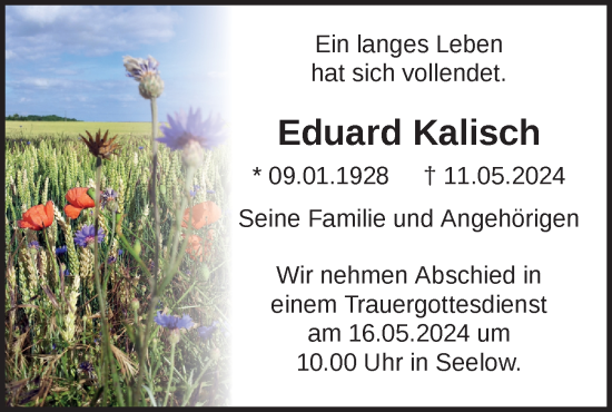 Anzeige Eduard Kalisch