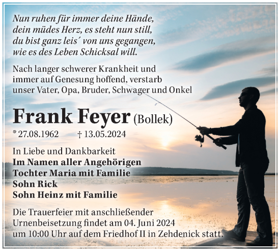 Traueranzeige von Frank Feyer von Märkische Oderzeitung