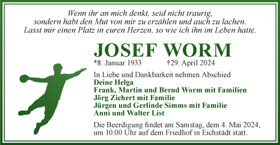 Anzeige Josef Worm