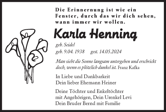 Anzeige Karla Henning