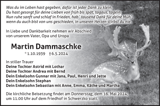 Anzeige Martin Dammaschke
