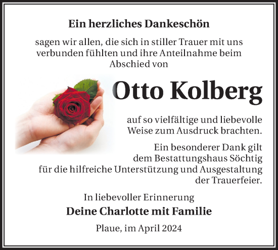 Traueranzeige von Otto Kolberg von Märkische Oderzeitung