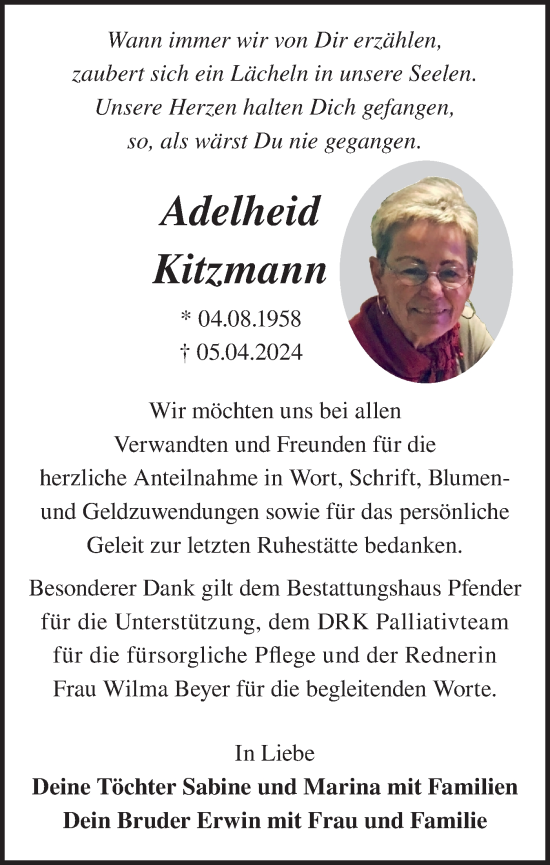 Traueranzeige von Adelheid Kitzmann von Märkische Oderzeitung