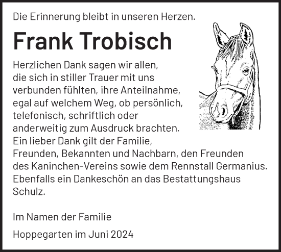 Traueranzeige von Frank Trobisch von Märkische Oderzeitung