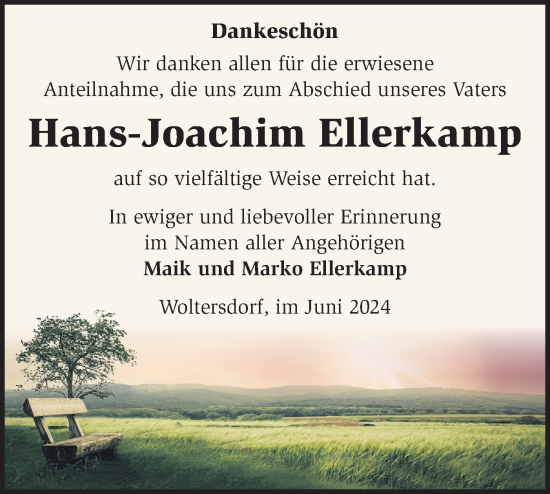 Traueranzeige von Hans-Joachim Ellerkamp von Märkische Oderzeitung