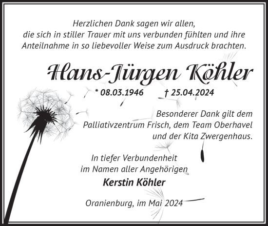 Traueranzeige von Kerstin Köhler von Märkische Oderzeitung