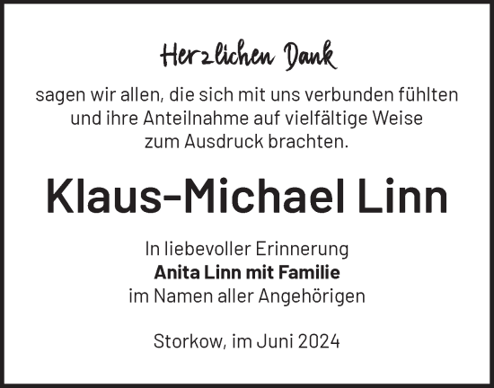 Traueranzeige von Klaus-Michael Linn von Märkische Oderzeitung