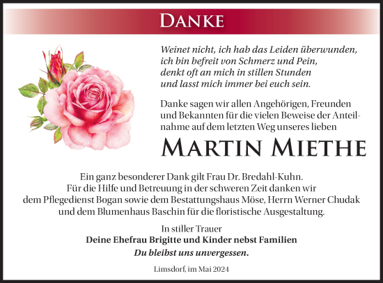 Traueranzeige von Martin Miethe von Märkische Oderzeitung