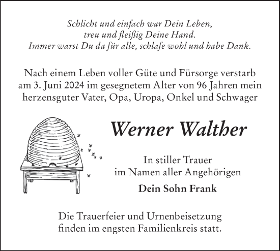 Traueranzeige von Werner Walther von Märkische Oderzeitung