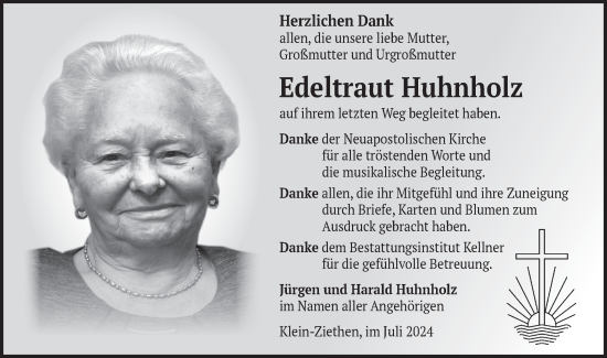 Traueranzeige von Edeltraut Huhnholz von Märkische Oderzeitung