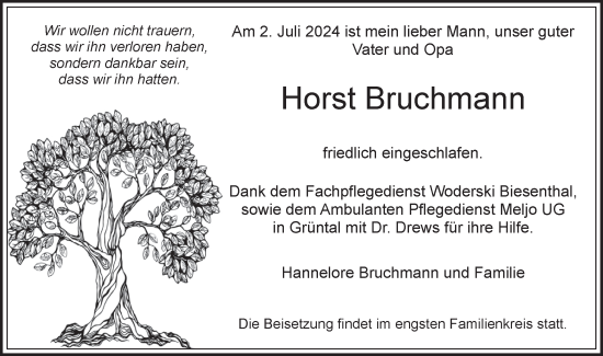 Traueranzeige von Horst Bruchmann von Märkische Oderzeitung