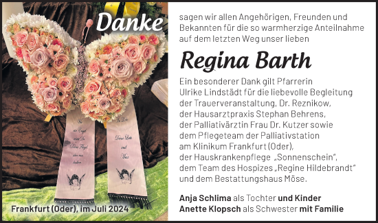 Traueranzeige von Regina Barth von Märkische Oderzeitung