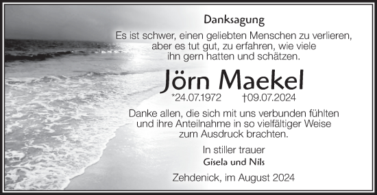 Traueranzeige von Jörn Maekel von Märkische Oderzeitung