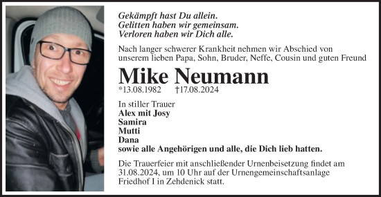 Traueranzeige von Mike Neumann von Märkische Oderzeitung