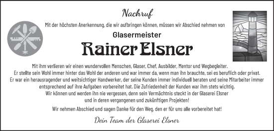 Traueranzeige von Rainer Elsner von Märkische Oderzeitung