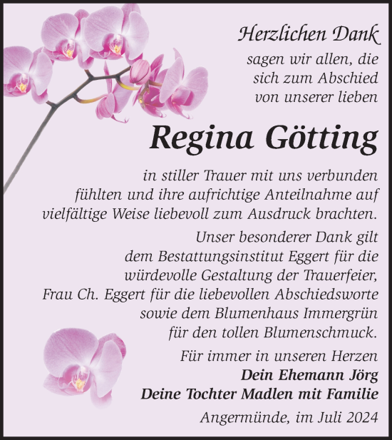 Traueranzeige von Regina Götting von Märkische Oderzeitung