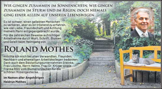 Traueranzeige von Roland Mothes von Märkische Oderzeitung