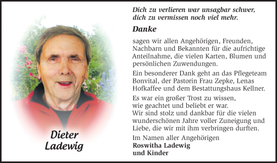 Traueranzeige von Dieter Ladewig von Märkische Oderzeitung