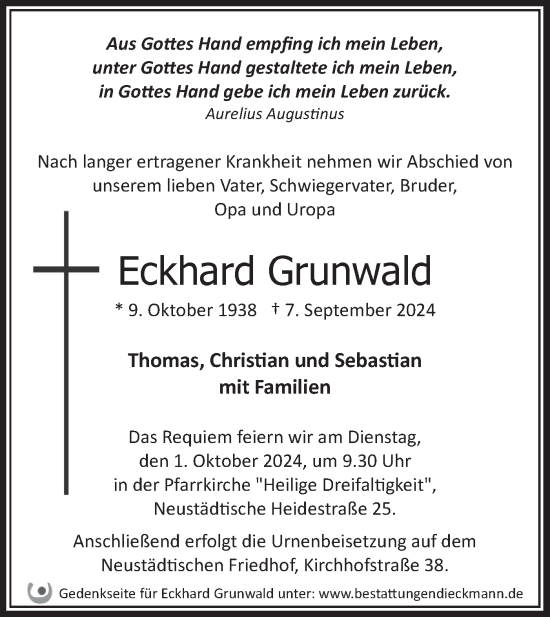 Traueranzeige von Eckhard Grunwald von Märkische Oderzeitung