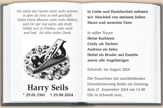 Traueranzeige von Harry Seils von Märkische Oderzeitung