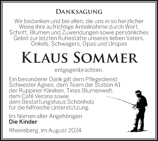 Traueranzeige von Klaus Sommer von Märkische Oderzeitung