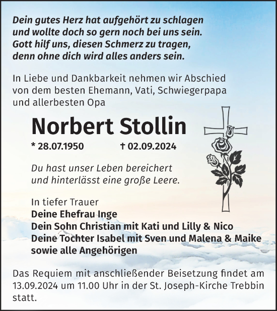 Traueranzeige von Norbert Stollin von Märkische Oderzeitung