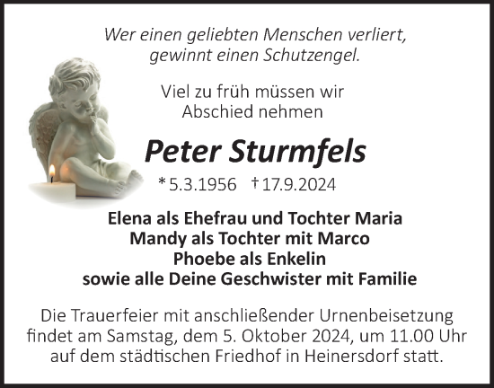 Traueranzeige von Peter Sturmfels von Märkische Oderzeitung