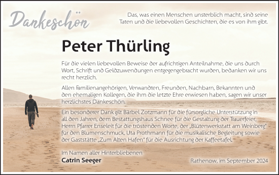 Traueranzeige von Peter Thürling von Märkische Oderzeitung