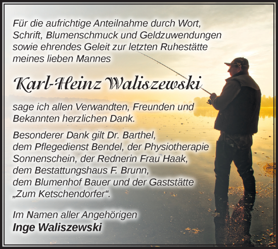 Traueranzeige von Karl-Heinz Waliszewski von Märkische Oderzeitung