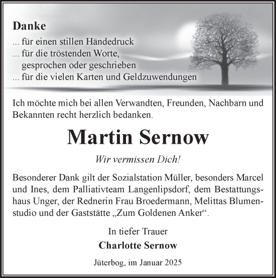 Traueranzeige von Martin Sernow von Märkische Oderzeitung