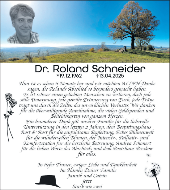 Traueranzeige von Roland Schneider von Märkische Oderzeitung