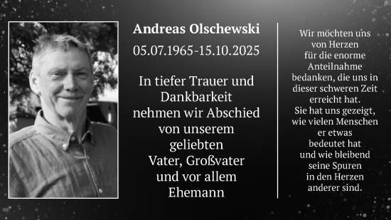 Traueranzeige von Andreas Olschewski von Märkische Oderzeitung