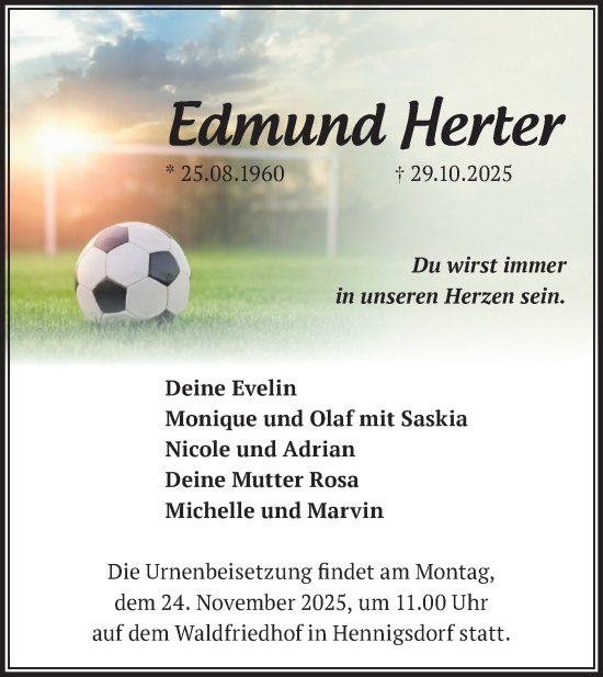 Traueranzeige von Edmund Herter von Märkische Oderzeitung